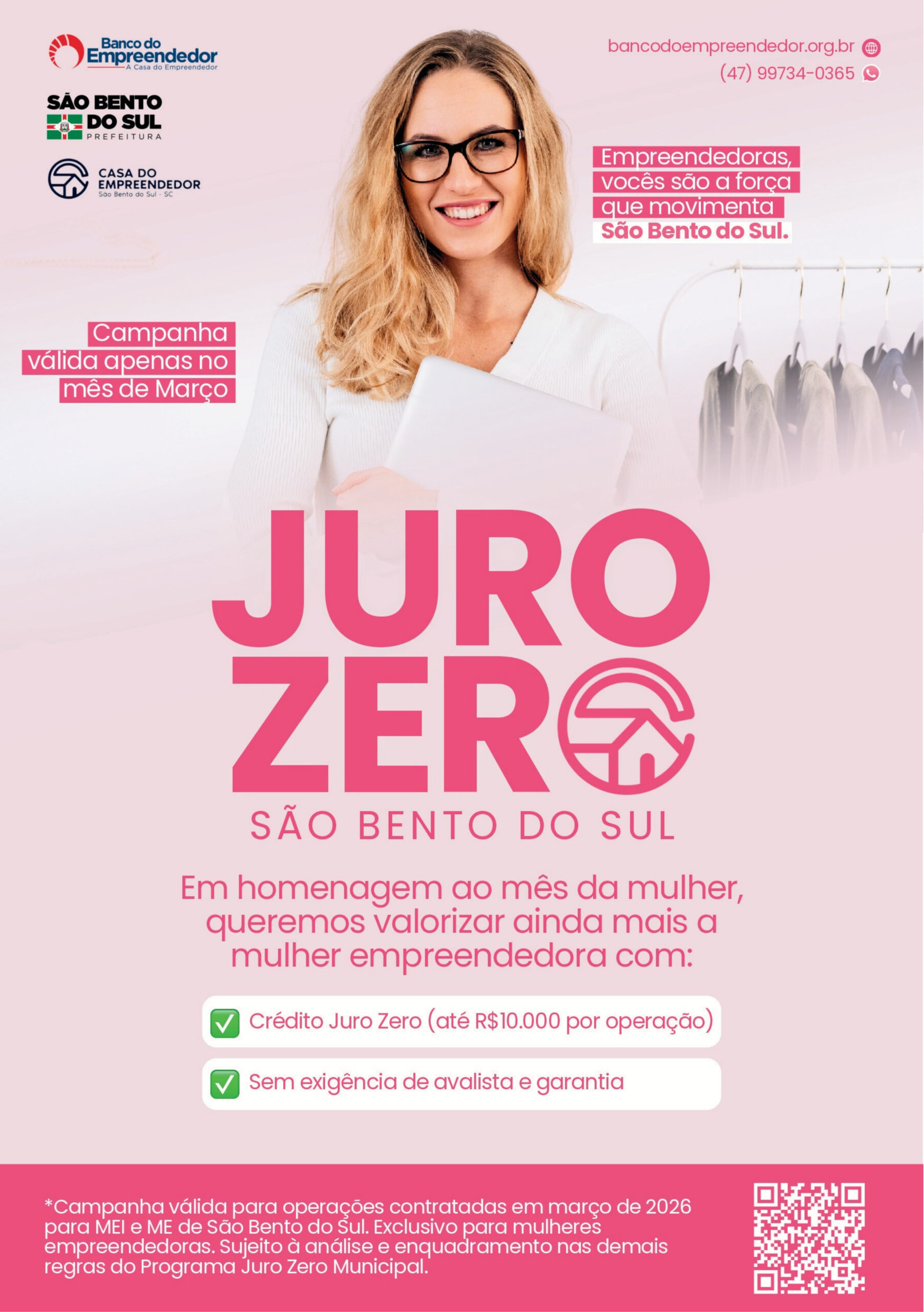 Juro Zero para Mulheres Empreendedoras: iniciativa especial marca o mês de março em São Bento do Sul